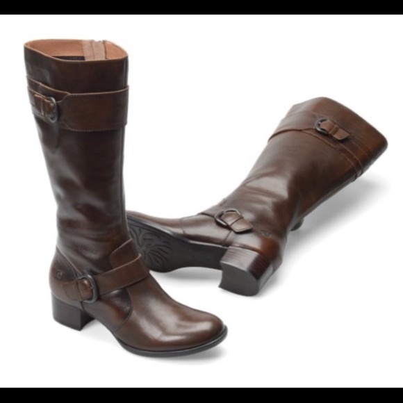 Born Shoes - Born Leather Heeled Riding Boots (Kenzie Style)